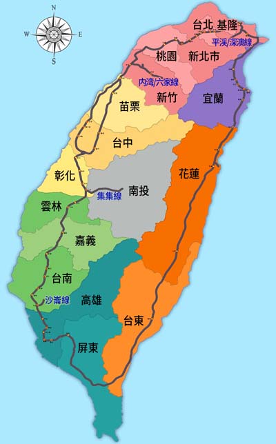 台湾鉄道（台鉄）の路線図